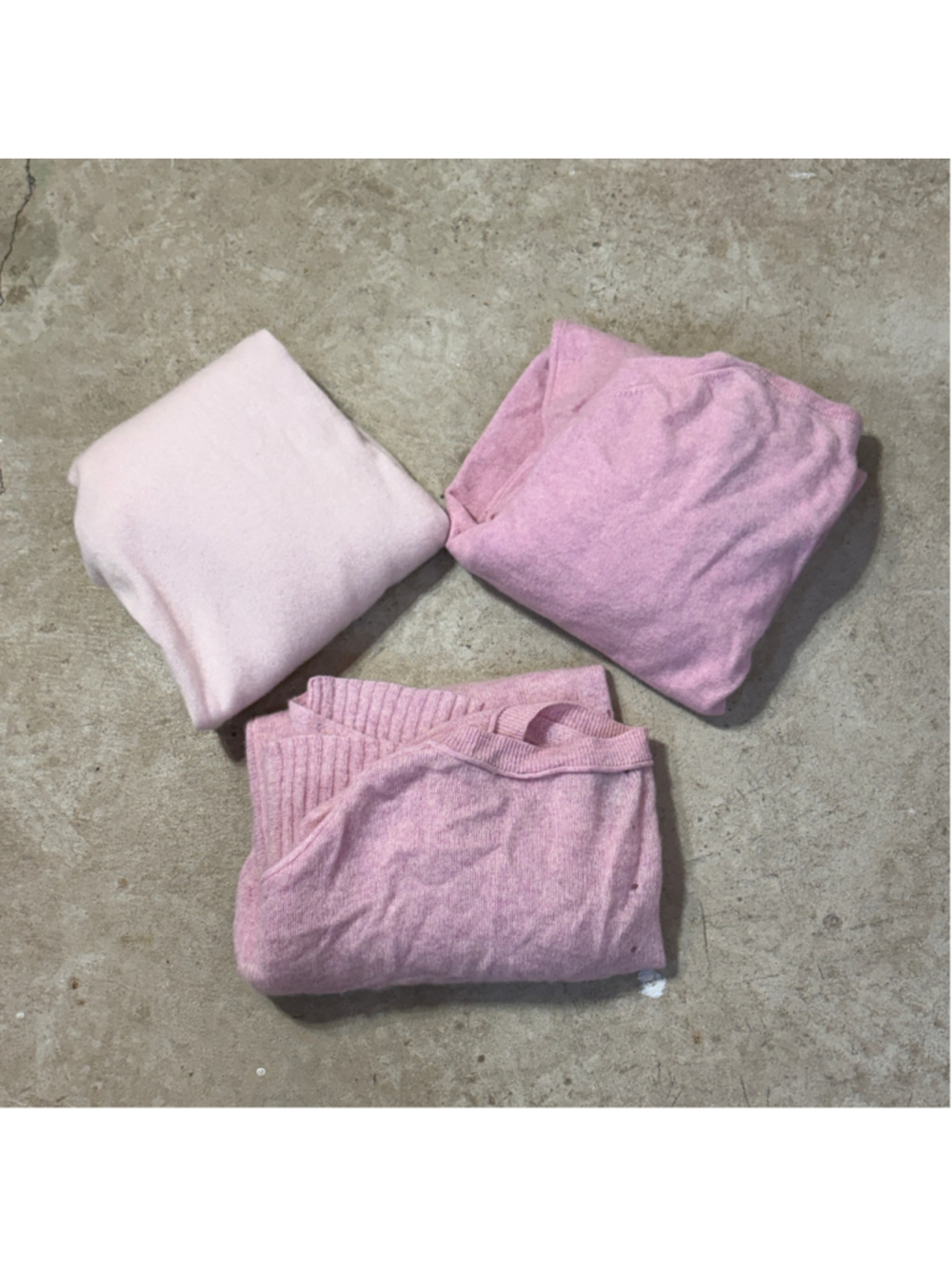 100% Cashmere Sweater Lot Of 3 Pink Cutter Fabric Approx 700g Craft Upcycle